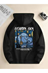 Starry Sky Baskılı Kapüşonlu Sweatshirt