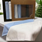 %100 Organik Pamuklu Erkek Bebek Ağız Mendili Kutulu 7'li Set Mavi Beyaz