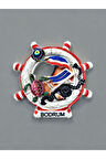 BODRUM Temalı Kabartmalı Polyester Magnet. 7cm x 7,5cm Kırmızı