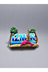 İZMİR Temalı Kabartmalı Polyester Magnet. 8cm x 5cm.