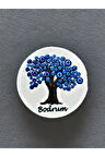 BODRUM Temalı Kabartmalı Polyester Magnet 7cm çap Lacivert