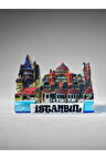 İstanbul Temalı Polyester Magnet. 8cm X 5cm. Turuncu