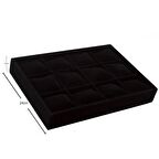 Yerli Üretim Tokyo Model Süet Kumaş Siyah Renk 34/24 Cm Yastıklı Çekmece Içi Saat Ve Takı Kutusu