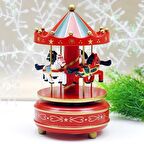 Mobgift Nostaljik Atlıkarınca Kurmalı Müzik Kutusu (Kırmızı Yeşil)