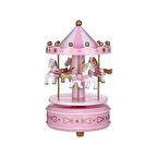 Mobgift Atlıkarınca Kurmalı Müzik Kutusu (Pembe Beyaz)