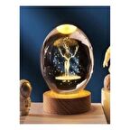 Mobgift Usb'li Işıklı Ahşap Standlı Ren Geyiği Cam Küre