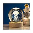 Mobgift Usb'li Işıklı Ahşap Standlı Deniz Anası Cam Küre