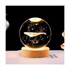 Mobgift Balina Usb'li Işıklı Ahşap Standlı Cam Küre