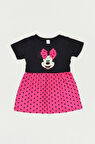 Siyah-Fuşya Kız Çocuk Minnie Mouse Baskılı  Elbise-mmrskçe