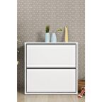 2 Kapaklı Kayar Raflı Ayakkabılık Beyaz