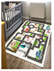 Trafik Çocuk Oyun Halısı Kaymaz Makinede Yıkanabilir Eğitici Bebek Ve Çocuk Odası Halısı