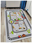 Tren Trafik Çocuk Oyun Halısı Kaymaz Makinede Yıkanabilir Eğitici Bebek Ve Çocuk Odası Halısı