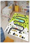 Trafik Çocuk Oyun Halısı Kaymaz Makinede Yıkanabilir Eğitici Bebek Ve Çocuk Odası Halısı