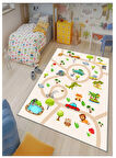 Hayvanlı Trafik Çocuk Oyun Halısı Kaymaz Makinede Yıkanabilir Eğitici Bebek Ve Çocuk Odası Halısı