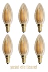 CT-4280 Amber Renk Rustik Ampul E14 4w Led Ampül 4 Watt 220 V ( 6 ADET )