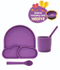 BABYCHEFS %100 PREMIUM SİLİKON 4'LÜ MAMA SETİ VAKUM SİSTEMLİ MOR (SİLİKON VAKUMLU KASE HEDİYE)