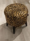 MERCAN MOBİLYA Leopar desenli Puf Bench 43 cm