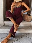 Livizmir Moda Kadın Ip Askılı V Yakalı Etnik Serit Desenli Cep Detaylı Janjan Krep Tulum