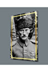  Miyrem Glasses Collection -A1^#  Gold Şerit Siyah Beyaz Üniformalı Atatürk Cam Tablo