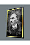  Miyrem Glasses Collection -A1^#  Gold Şerit Atatürk Portresi Siyah Beyaz Cam Tablo