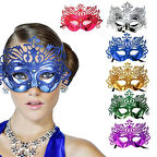 Metalize Hologramlı Balo Venedik Parti Maskesi 6 Renk 6 Adet