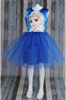 Kız Çocuk Mavi Elsa Tütü Elbise