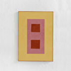 : Oturma odası dekorasyonu için soyut modern sanat. Sarı ve pembe, geometrik soyut sanat posteri