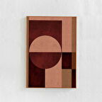 Ekstra Büyük Orta Yüzyıl Modern Geometrik Sanat: Koyu Kırmızı Bordo ve Kahverengi Soyut Poster Duvar Dekoru