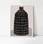 Modern Vazo posteri: Siyah beyaz sanat. Yemek odası ve mutfak için çağdaş dekor, Basit illüstrasyon sanatı