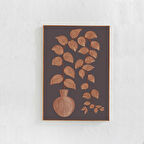 Vazoda Bitki Sanatı: Oturma odası veya yurt odası için özgün eklektik sanat. Sıcak toprak tonlarında modern estetik sanat.