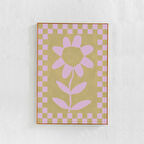 Çiçek sanatı: Pastel boya sanatı, poster. Çağdaş, kareli pembe ve bej sanat