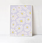 Papatyalar: Danimarka pastel posteri, Çiçek sanatı. Yatak odası için İskandinav bohem dekoru