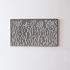 Samsung Frame TV Sanatı - Nötr gri tonlarında modern, soyut bitkiler