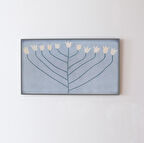 Samsung Frame TV Sanatı - Soluk mavi/gök mavisi ve bej tonlarında modern, soyut çiçek. Samsung Frame TV için İskandinav bohem sanatı