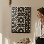 Siyah ve Bej Soyut Çiçek Sanatı, Kasvetli Modern Duvar Dekoru