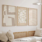 3'lü Nötr Basit Duvar Seti