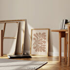 Soyut Çiçekli Bej Sanat, Botanik, Bohem Sanatı, Hafif Estetik Sanat