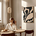 Bej ve Siyah Kasvetli Soyut Sanat, Organik Minimalist Sanat