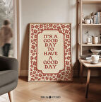 İyi Bir Gün Geçirmek İçin İyi Bir Gün, Retro Kırmızı Çiçekli Duvar Sanatı