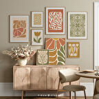 Toprak Tonları Duvar Sanatı Galerisi 8'li Sanat Seti