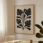 Siyah ve Bej Orta Yüzyıl Soyut Botanik Sanatı, Yatak Odası İçin Kasvetli Organik Çiçekli Duvar Dekoru |