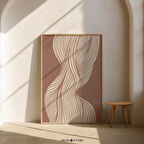 Akıcı Çizgiler Minimalist Sanat, Terracotta ve Mocha Kahverengi Soyut