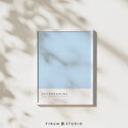 Gök Mavisi Duvar Sanatı, Renk Blok Sanatı, Pastel Mavi Sanat, Danimarka Pastel Dekoru, Yurt Odası Duvar Sanatı