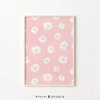 Papatya Duvar Sanatı, Pembe Yurt Dekoru, Duvar Sanatı, Çiçek, Bohem Duvar Sanatı, Danimarka Pastel Dekoru