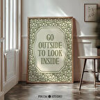 Dışarı Çıkın ve İçeriye Bakın Adaçayı Yeşili Duvar Sanatı