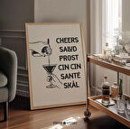 Şerefe Duvar Sanatı, Bej ve Siyah Bar Arabası Sanatı, Modern Bar Duvar Dekoru