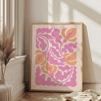 Pastel Pembe ve Şeftali Soyut Botanik Sanat Poster