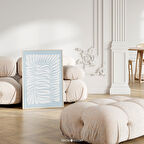 Gök Mavisi Beyaz Çiçek Sanatı, Duvar Sanatı, Organik Minimalist, Soyut Botanik