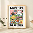 ÇERÇEVELİ Fransız Kafe Kedi Baskısı, Bistro Kahve Posterleri, Le Petit Dejeuner Kahvaltısı, Mutfak Dekoru, Benzersiz