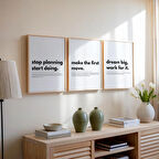 3'lü Motivasyonel Poster Seti, Moral Verici Sözler, Pozitif Titreşimler Tipografisi